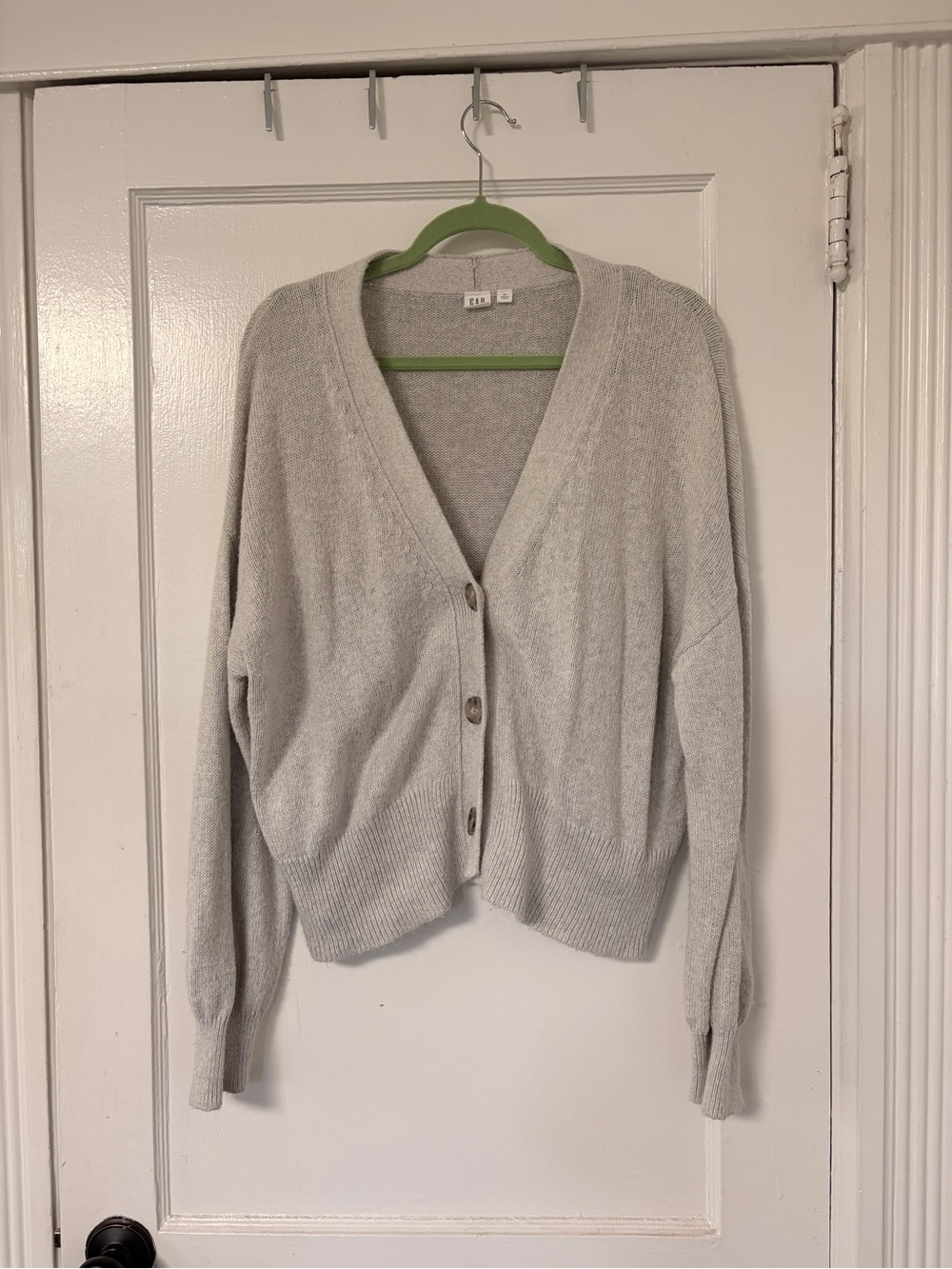 Gap Light Gray V-Neck Button Cardigan Sweater